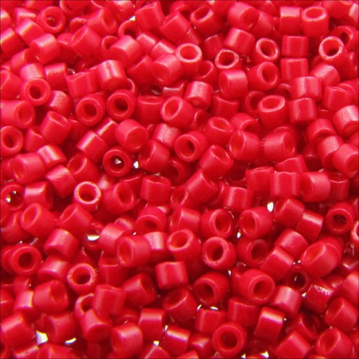 DB0791 Bright Red Matte Dyed, Size 11/0 Miyuki Delica Beads, 5.2g approx.