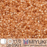 DB0901 Gold Honey Sparkle Crystal Lined, Size 11/0 Miyuki Delica Beads, 5.2g approx.