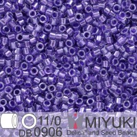 DB0906 Purple Sparkle Crystal Lined, Size 11/0 Miyuki Delica Beads, 5.2g approx.