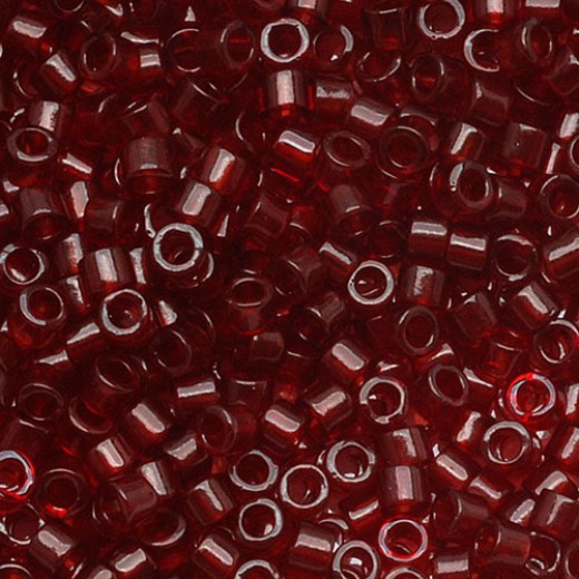 DB1102 Transparent Dark Cranberry Miyuki 11/0 Delica Beads, approx. 5.2g