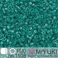 DB1108 Teal Caribbean Transparent, Size 11/0 Miyuki Delica Beads, 5.2g approx.