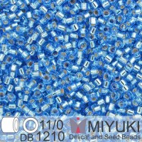 DB1210 Blue Azure Silver Lined, Size 11/0 Miyuki Delica Beads, 5.2g approx.