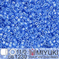 DB1230 Blue Azure Transparent Luster, Size 11/0 Miyuki Delica Beads, 5.2g approx.