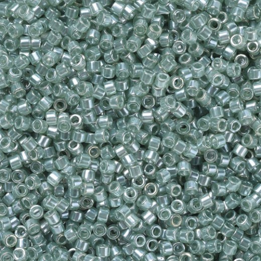 DBS1484  Transparent Lt.Moss Green Luster, Colour 1484 15/0 Miyuki Delica Beads, 5.2g approx.