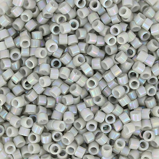 DB1508B Light Grey Smoke Opaque AB, Size 11/0 Miyuki Delica Beads, 50gm bag *Being discontinued by Factory*