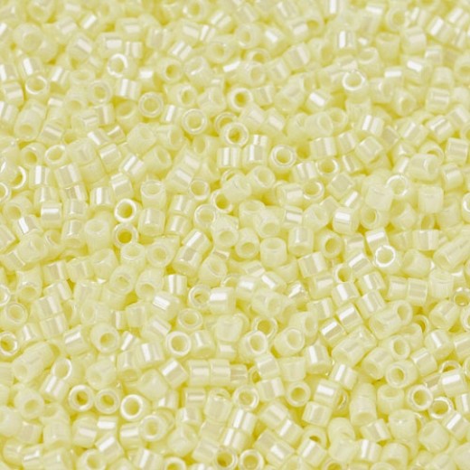 DB1531 Pale Yellow Opaque Ceylon, Size 11/0 Miyuki Delica Beads, 5.2gm approx.