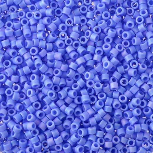 DB1597 Matted Opaque Cyan Blue AB, Size 11/0 Miyuki Delica Beads, 50 Gram