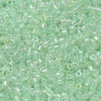 DB1675 Pearl Lined Transparent Pale Green Mist AB, Size 11/0 Miyuki Delica Beads, 50g Wholesale Pack