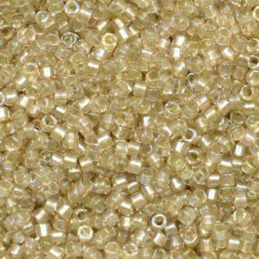 DB1766 Sparkling Celery Lined Light Tea Rose AB, Size 11/0 Miyuki Delica Beads, 50 Gram