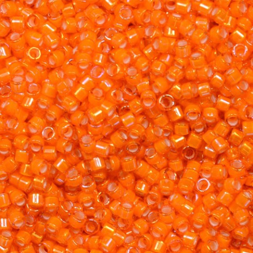 DB1777 White Lined Orange AB, Size 11/0 Miyuki Delica Beads, 5.2gm