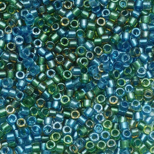 DB0985 Blue Green Sparkle Lined, Size 11/0 Miyuki Delica Beads, 5.2g approx.