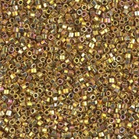 Gold 24kt AB Plated, Colour Code 0501, Size 11/0  Cut  Miyuki Delica Beads, 3.3g approx.