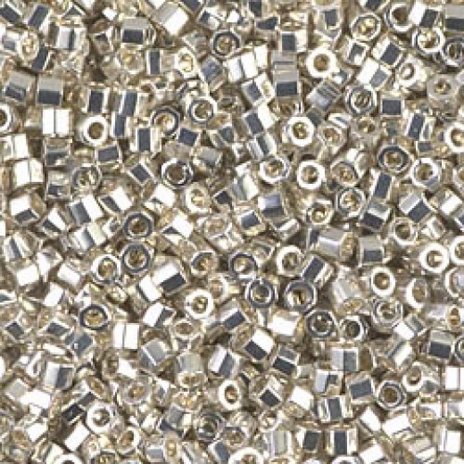 Galvanised Silver, Colour Code 0035, Miyuki Size 11/0  Cut  Miyuki Delica Beads, 5.2g approx.