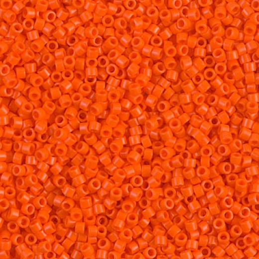 DBS0722  Opaque Orange Miyuki 15/0 Miyuki Delica Beads, colour 0722, 5.2g approx.