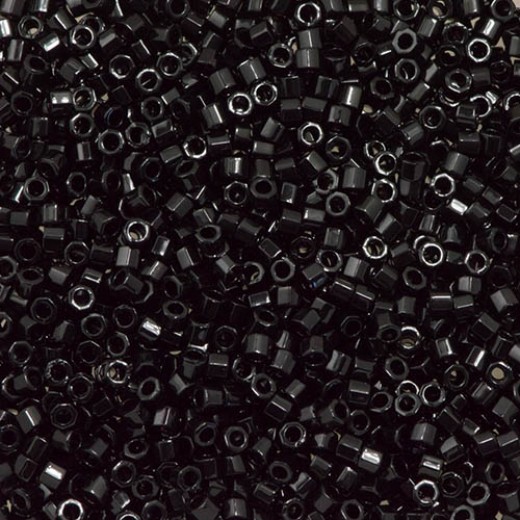 DBMC0010  Black 10/0 Cut Miyuki Delica Beads, Colour Code 0010, Approx. 5.2g 