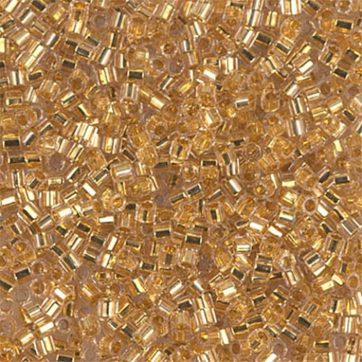 DBMC0033  Crystal Transparent Gold 24kt Lined 10/0 Cut Miyuki Delica Beads,  Colour Code 0033,  3.3gm approx. 