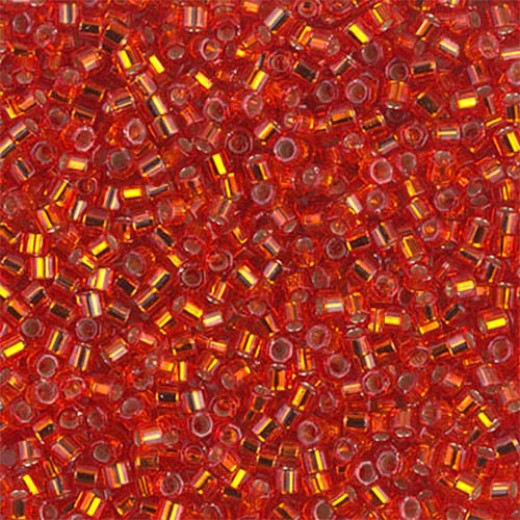 DBMC0043  Red / Orange Silver Lined 10/0 Cut Miyuki Delica Beads Colour Code 0043,  5.2gm approx. 