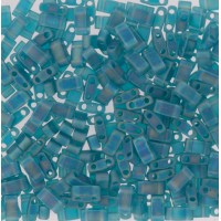 Matted Transparent Teal AB Miyuki Half TILA Beads, Colour 2405FR, 5.2g appx.