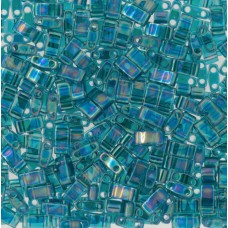 Transparent Teal AB Miyuki Half TILA Beads, Colour 2458, 5.2g appx.