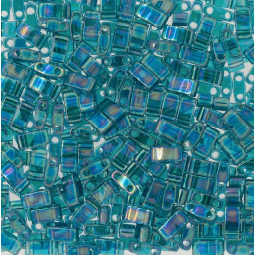 Transparent Teal AB Miyuki Half TILA Beads, Colour 2458, 5.2g appx.