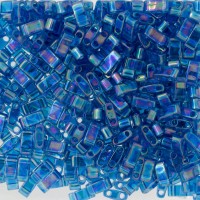 Transparent Capri Blue AB Miyuki Half TILA Beads, Colour 0291, 5.2g appx.