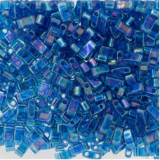 Transparent Capri Blue AB Miyuki Half TILA Beads, Colour 0291, 5.2g appx.