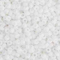 Chalk White Opaque Matte Miyuki 15/0 Seed Beads, 100g, Colour 0402F