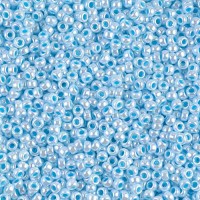 Aqua lined white pearl Miyuki 11/0 seed beads, Colour 0430,  22g approx.