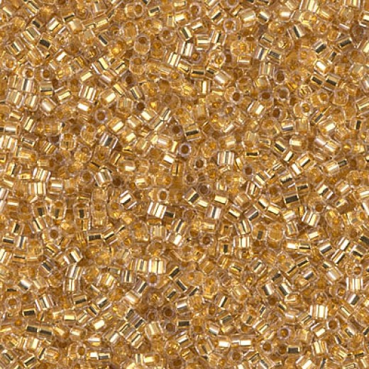 24kt Gold Lined Crystal, Colour Code 0033, Size 11/0  Cut  Miyuki Delica Beads, 3.3g approx.