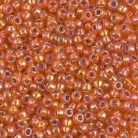 Silver Lined Orange AB Miyuki Size 8/0 seed beads, Colour  1008, 22gm