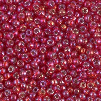 Silver Lined Flame Red AB Miyuki Size 8/0 seed beads, Colour  1010, 22gm