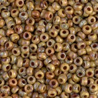 Brown Tan Opaque Picasso Miyuki 15/0 Seed Beads, Colour 4517, 8.2g approx.