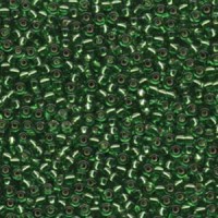 Silver Lined Transparent Green Miyuki 8/0 Seed Beads, 22g, Colour 0015