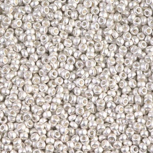 Matt Bright Sterling Silver Plated  Miyuki 15/0 Seed Beads, 25g, Colour 0961F