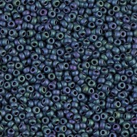 Matte Metallic Blue-Green Miyuki 11/0 Seed Beads, Colour 2064, 22g approx.