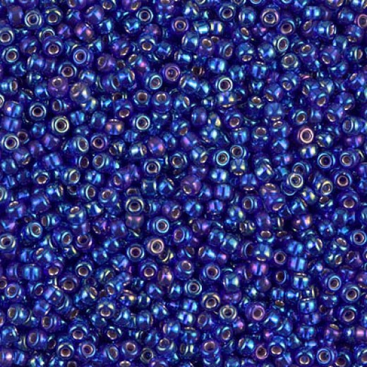 Silver Lined Cobalt AB Miyuki 15/0 Seed Beads, 8.2g, Colour 1020