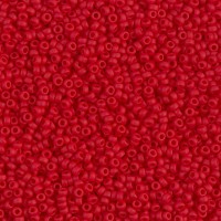 Matte Red Opaque Miyuki 15/0 Seed Beads, Colour 0408F, 8.2g approx.