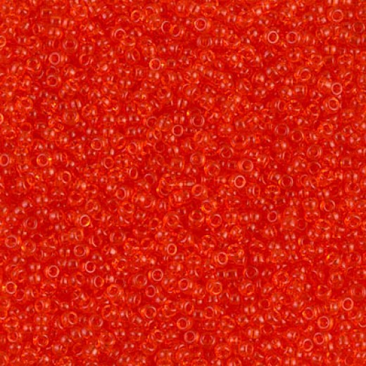 Transparent Tangerine Miyuki 15/0 seed beads, colour 0139, 8.2g approx.