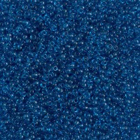 Transparent Capri Blue Miyuki 15/0 seed beads, colour 0149, 8.2g approx.