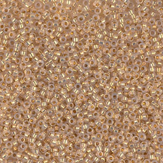 24kt Yellow Gold Lined Opal Miyuki 15/0 seed beads, colour 0196,25g Wholesale Pack