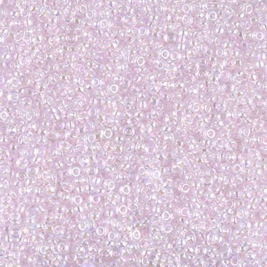 Transparent Pink AB Miyuki 15/0 seed beads, colour 0266, 8.2g approx.