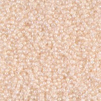 Pale Peach Lined Crystal AB Miyuki 15/0 seed beads, colour 0281, 8.2g approx.