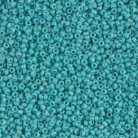 Opaque Turquoise Green AB Matte Miyuki 15/0 seed beads, colour 0412FR, 8.2g approx.