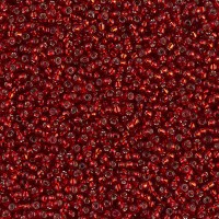 Dyed Silver Lined Brick Red Miyuki 15/0 seed beads, colour 1420, 8.2g approx.