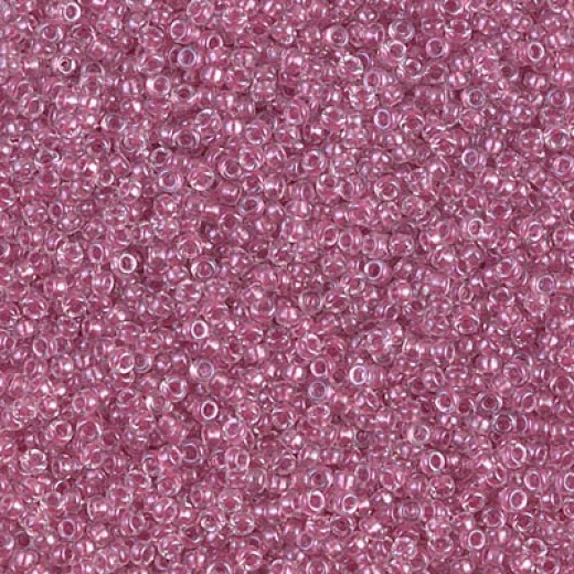 Sparkling Peony Pink Lined Crystal Miyuki 15/0 seed beads, colour 1524, 100g Wholesale Pack