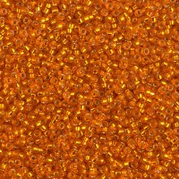 Dyed Semi-Frosted Silver Lined Lt.Orange Miyuki 15/0 seed beads, colour 1625, 100g Wholesale Pack