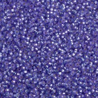 Dyed Semi-Frosted Silver Lined Purple Miyuki 15/0 seed beads, colour 1654, 8.2g approx.