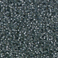 Dyed Semi-Frosted Silver Lined Gray Miyuki 15/0 seed beads, colour 1657, 8.2g approx.