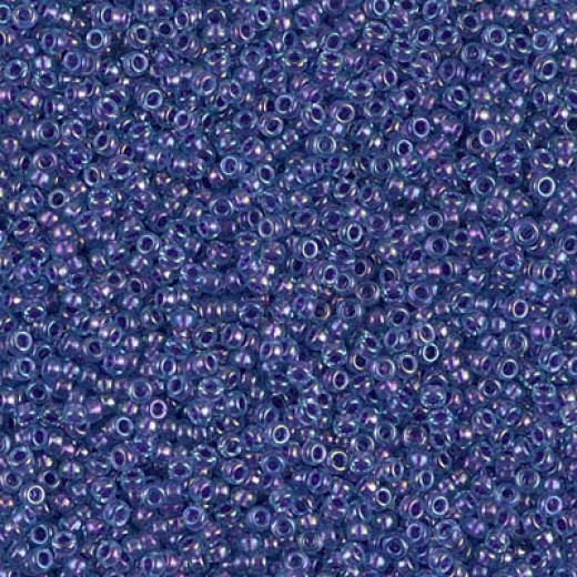 Sparkling Purple Lined Aqua Luster Miyuki 15/0 seed beads, colour 1827, 8.2g approx.