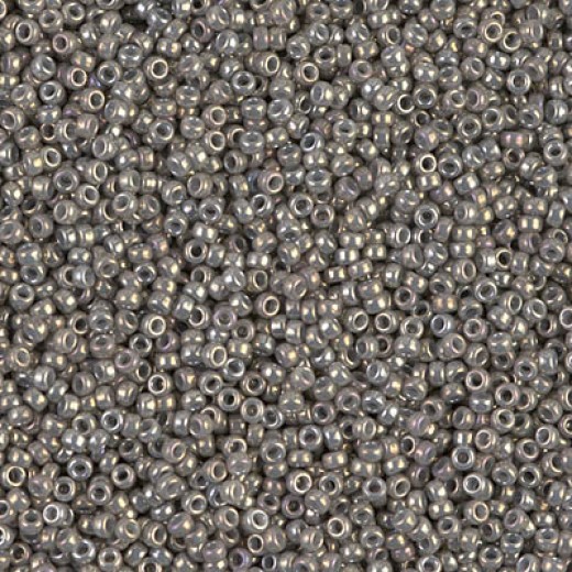 Opaque Smoke Grey Luster Miyuki 15/0 seed beads, colour 1865, 8.2g approx.